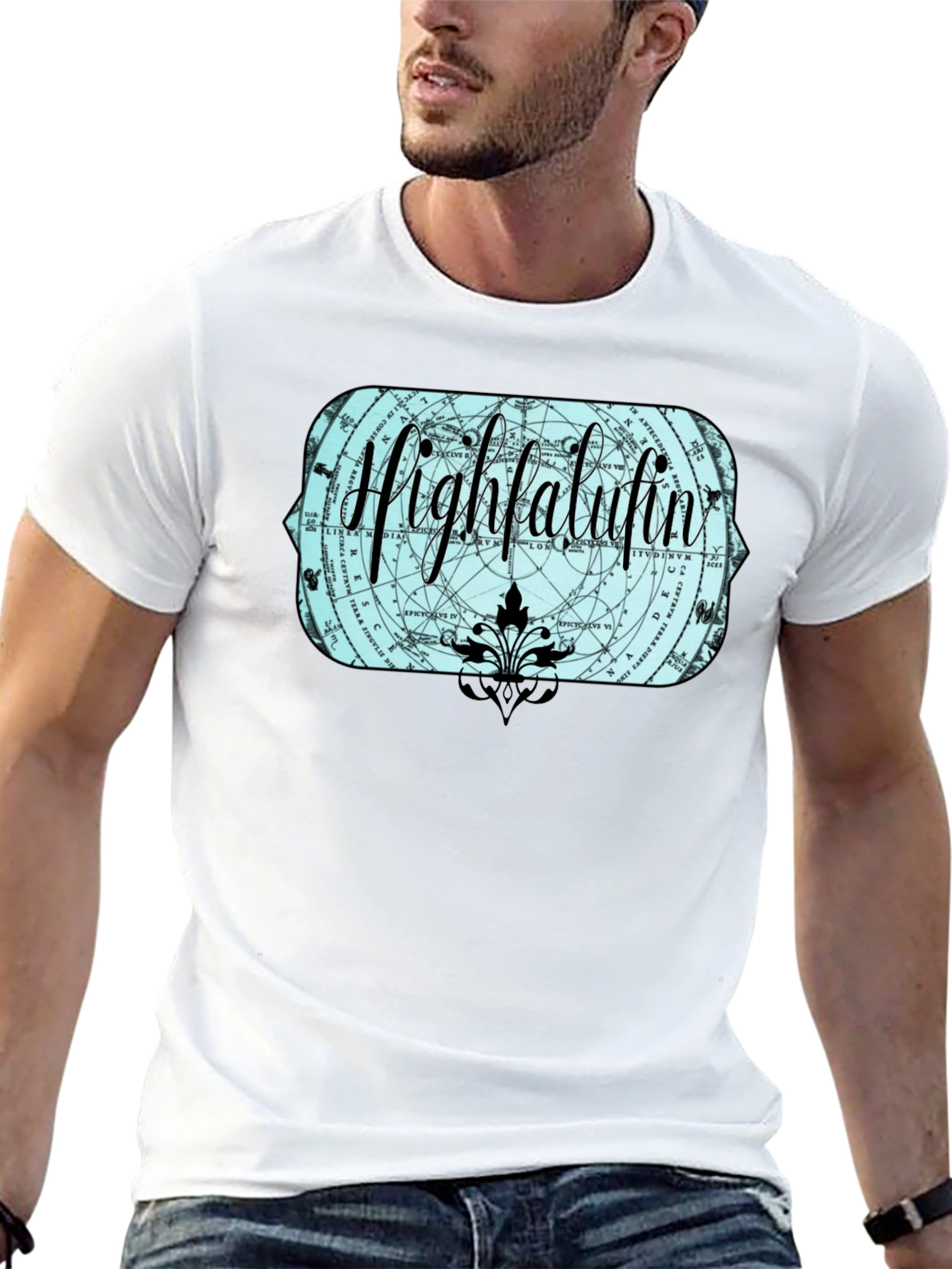 Highfalutin Graphic Print Black T-Shirt