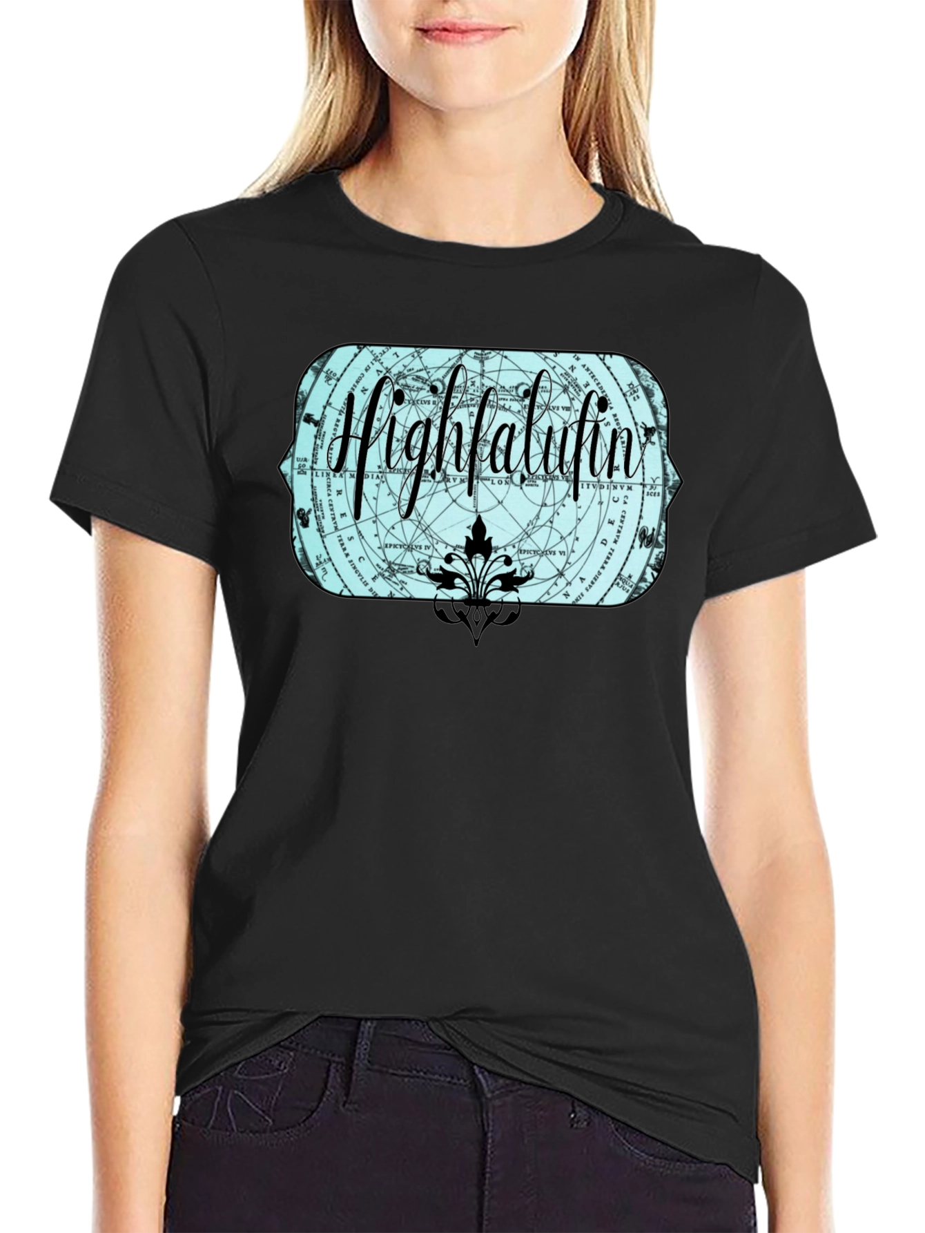 Highfalutin Graphic Print Black T-Shirt