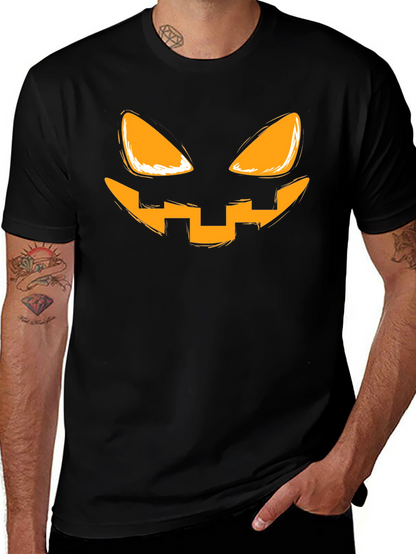 Spooky Pumpkin Face Graphic T-Shirt - Halloween Tee