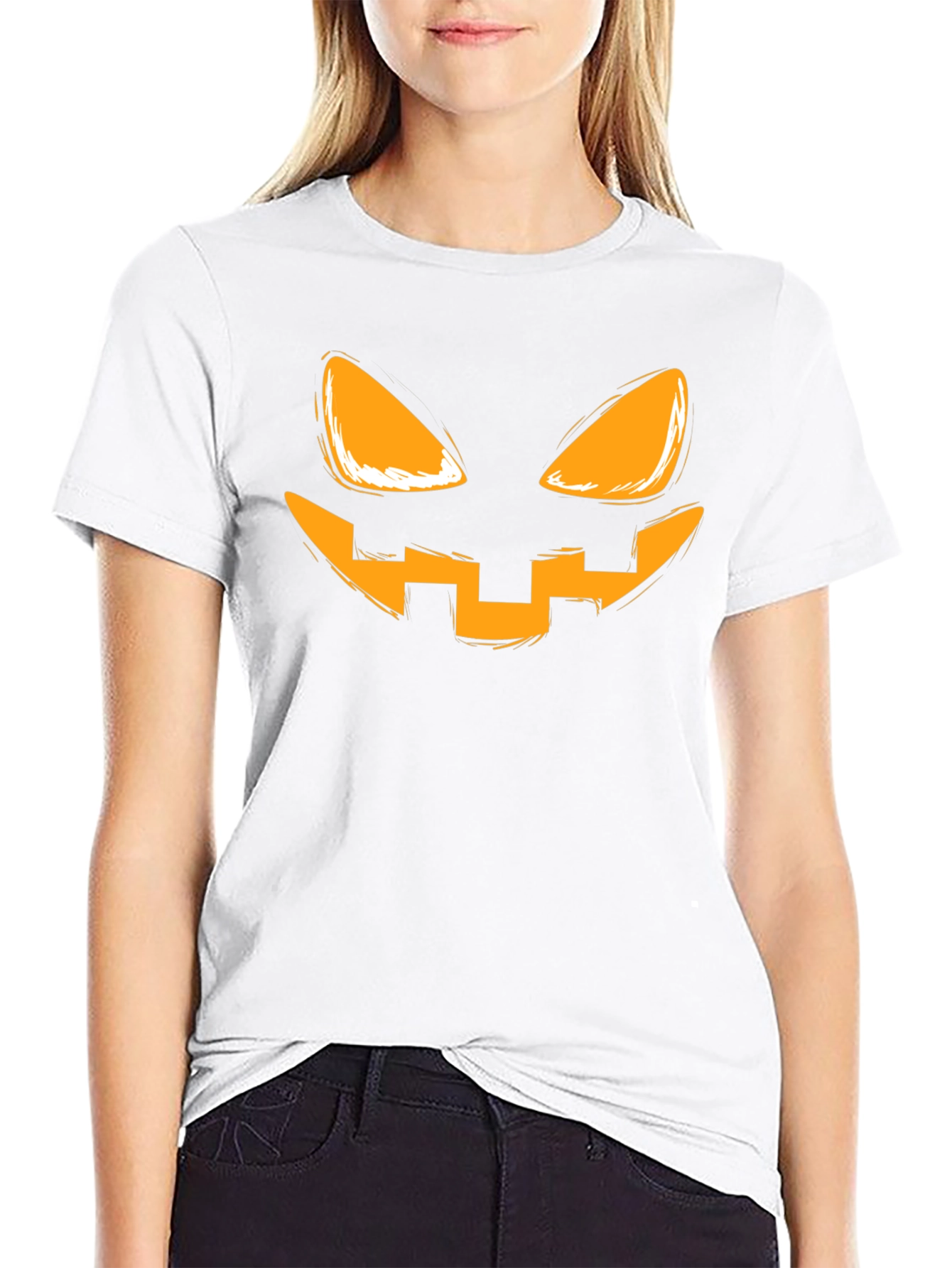 Spooky Pumpkin Face Graphic T-Shirt - Halloween Tee