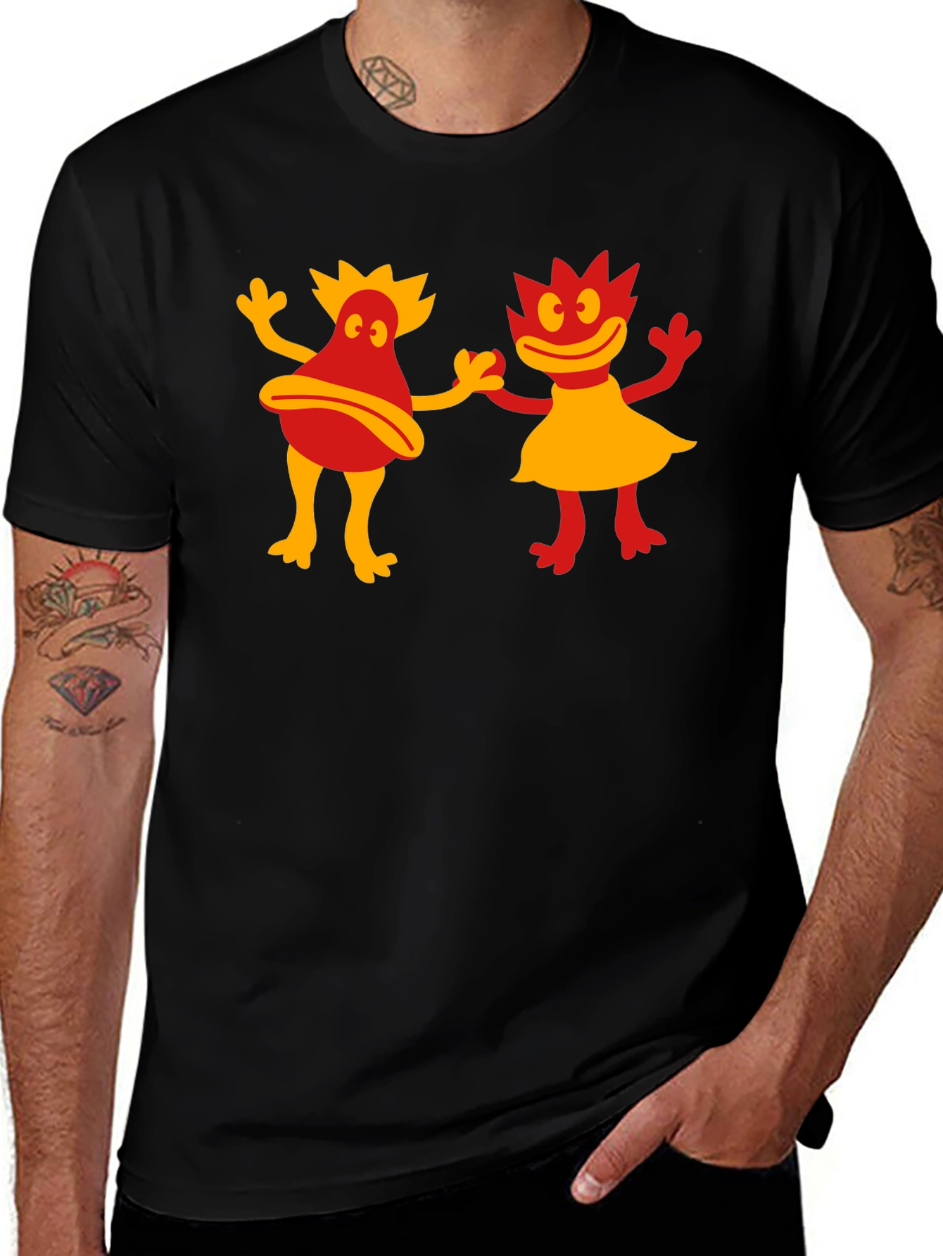 Retro Cartoon Creature Black T-Shirt