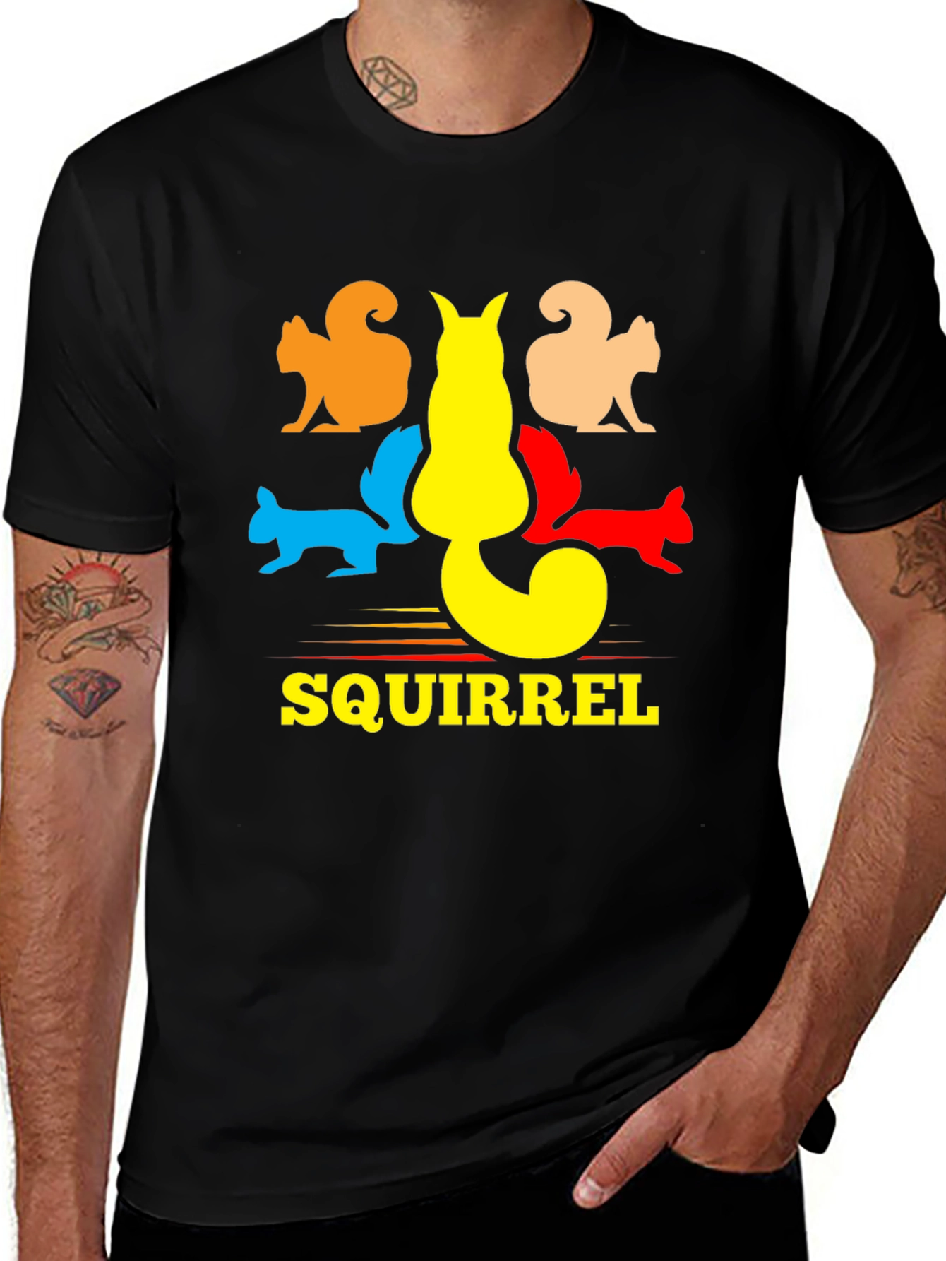 Squirrel Graphic T-Shirt - Black Cotton Tee