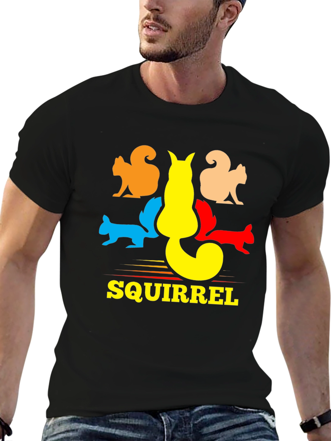 Squirrel Graphic T-Shirt - Black Cotton Tee