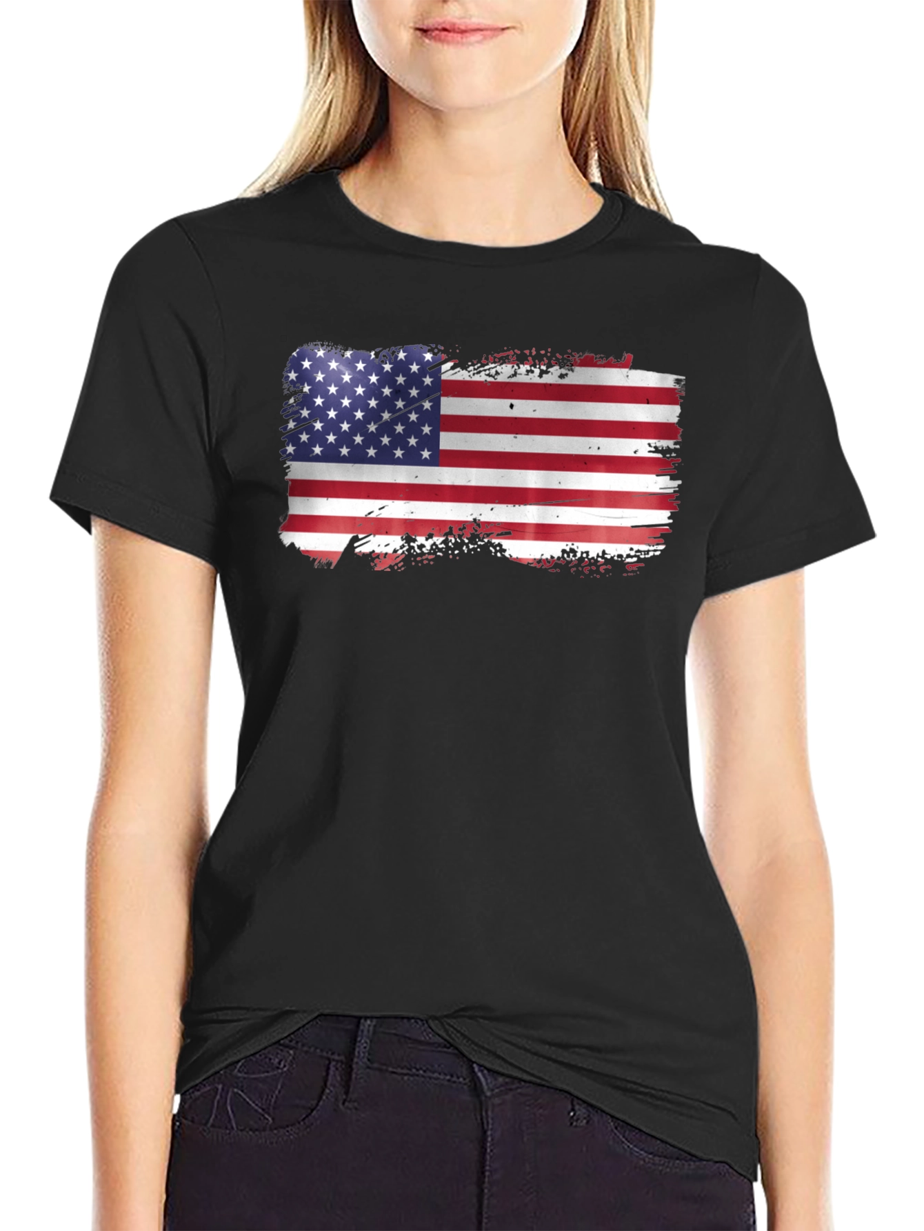 American Flag Graphic T-Shirt - Black
