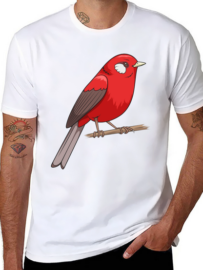 Red Bird Graphic Print T-Shirt
