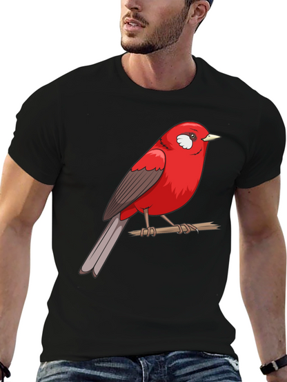 Red Bird Graphic Print T-Shirt
