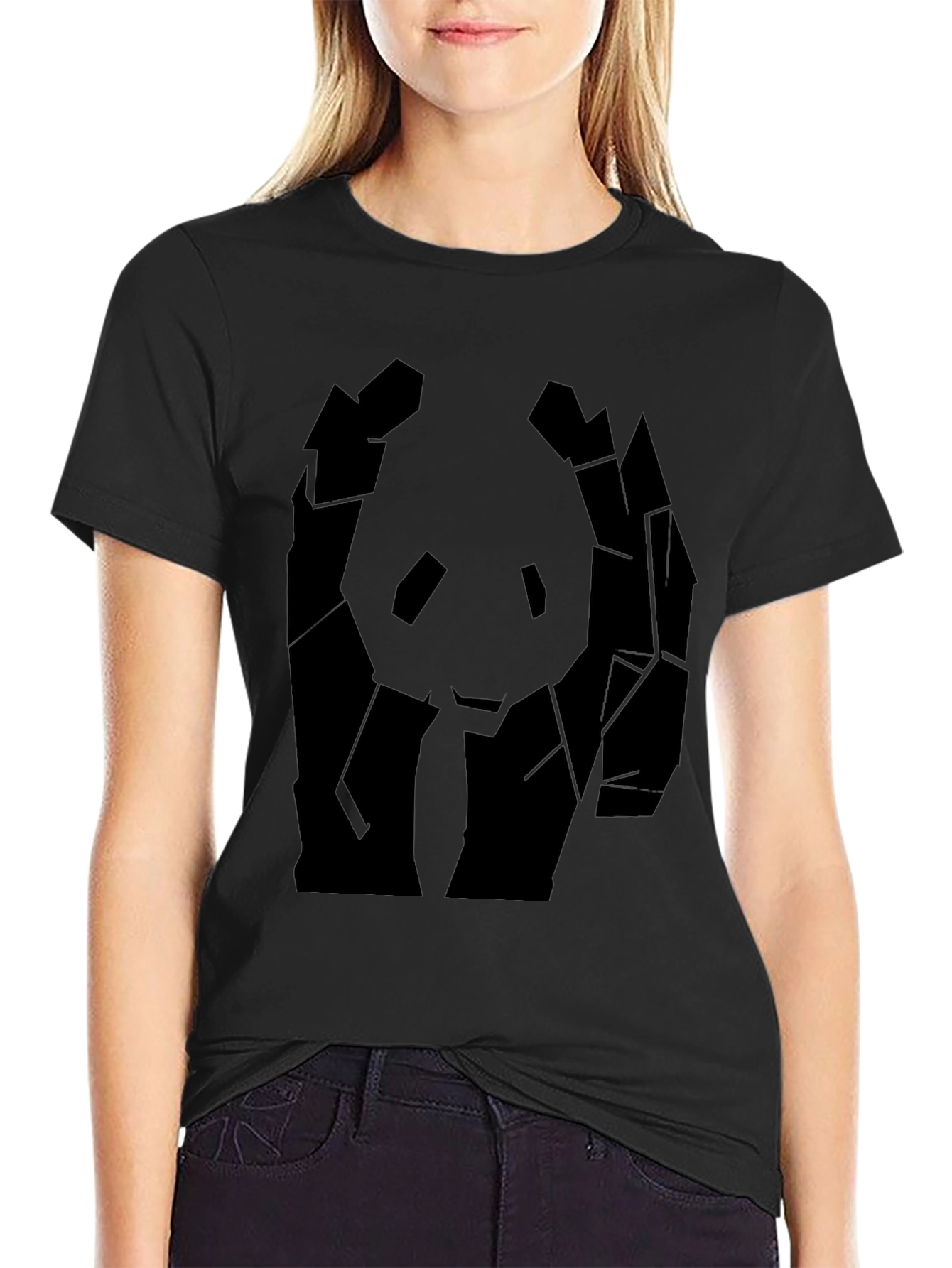Geometric Panda Graphic Tee - Mens Black T-Shirt