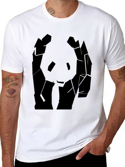 Geometric Panda Graphic Tee - Mens Black T-Shirt