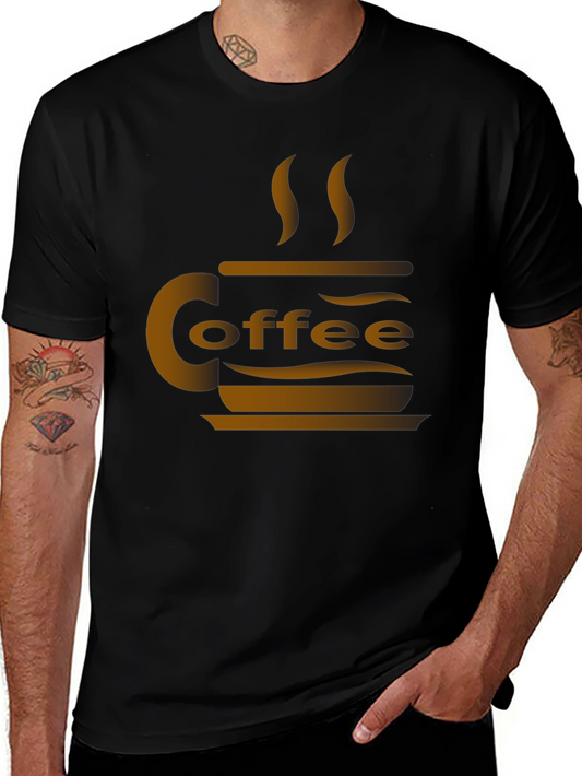 Coffee Cup Graphic Tee - Black Short Sleeve Shirt