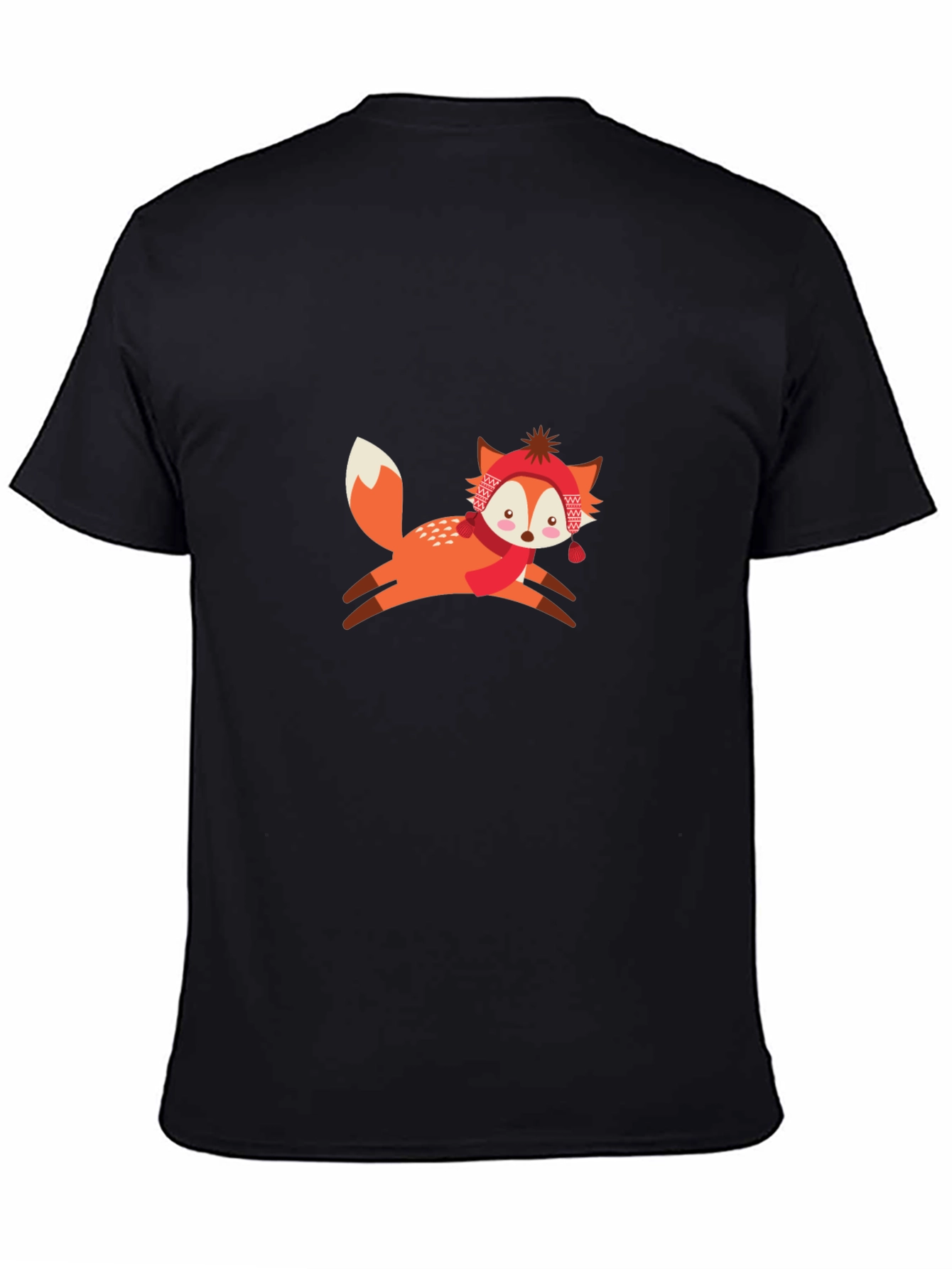 Black T-Shirt with Winter Fox Graphic