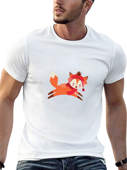 Black T-Shirt with Winter Fox Graphic