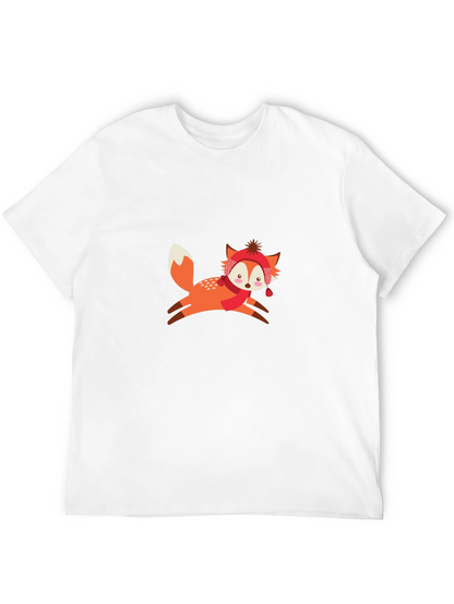 Black T-Shirt with Winter Fox Graphic