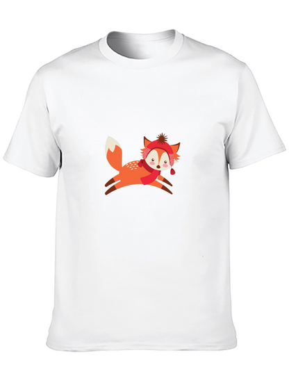 Black T-Shirt with Winter Fox Graphic