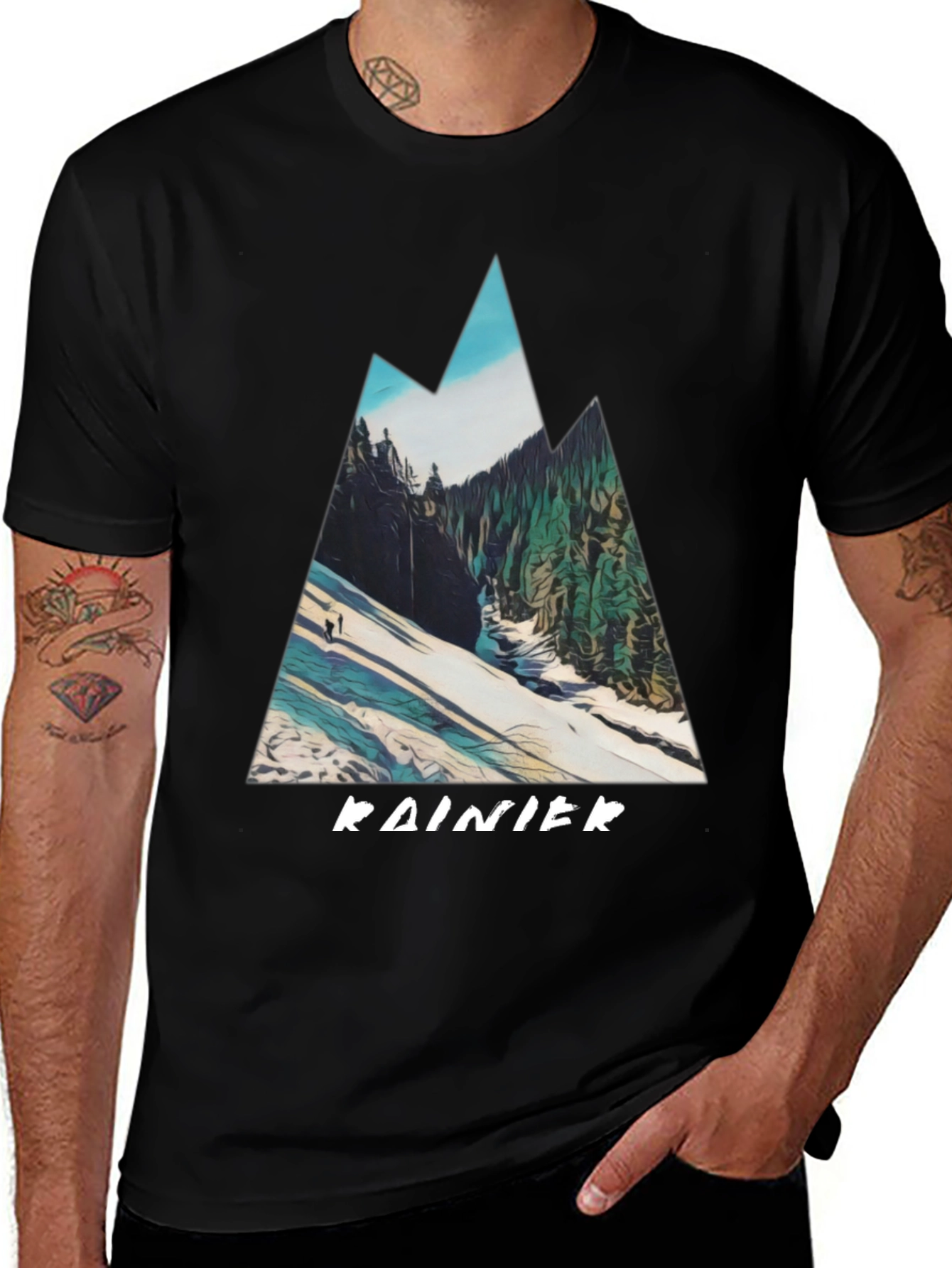 Rainier Mountain Graphic Tee - Black