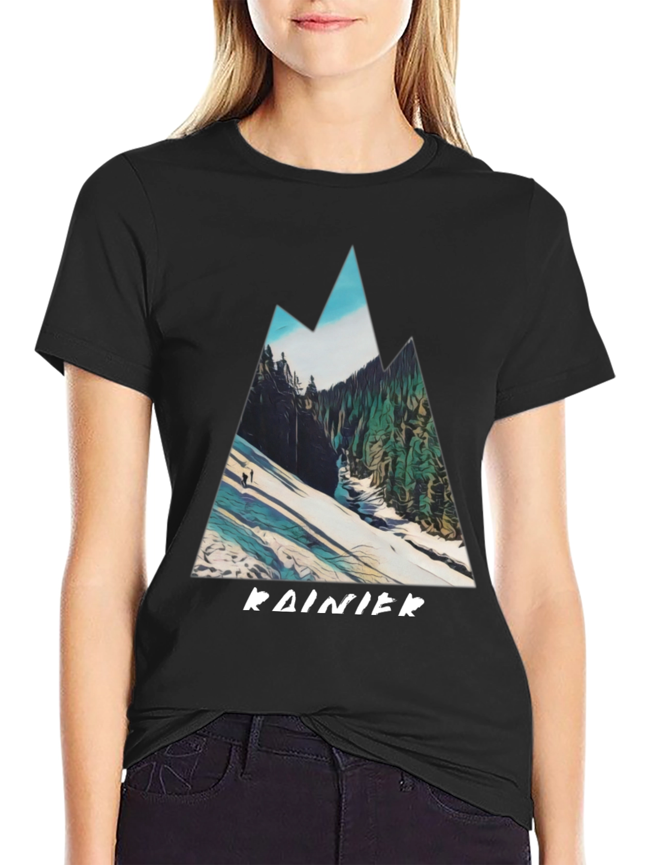 Rainier Mountain Graphic Tee - Black
