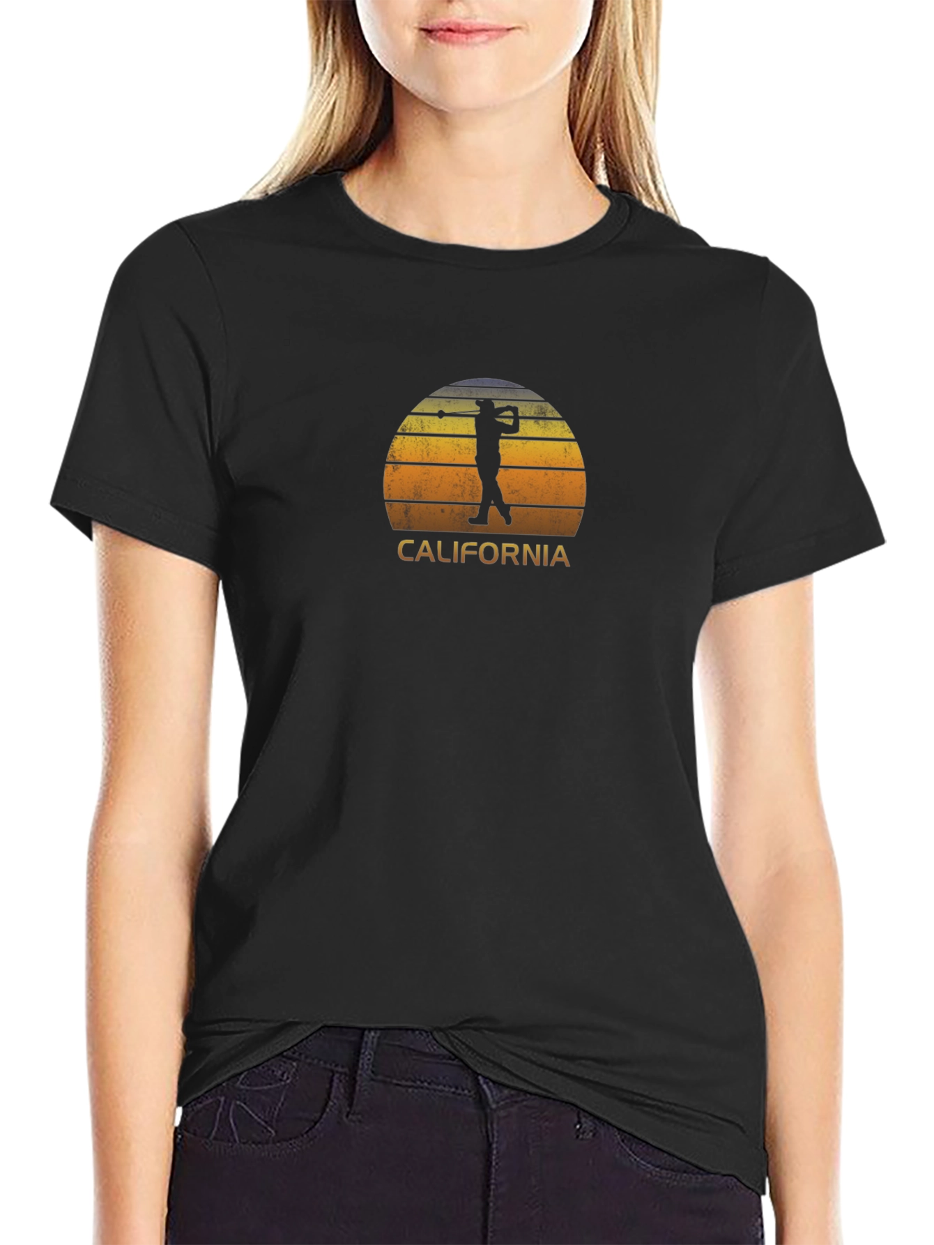 California Golfer Sunset Black T-Shirt