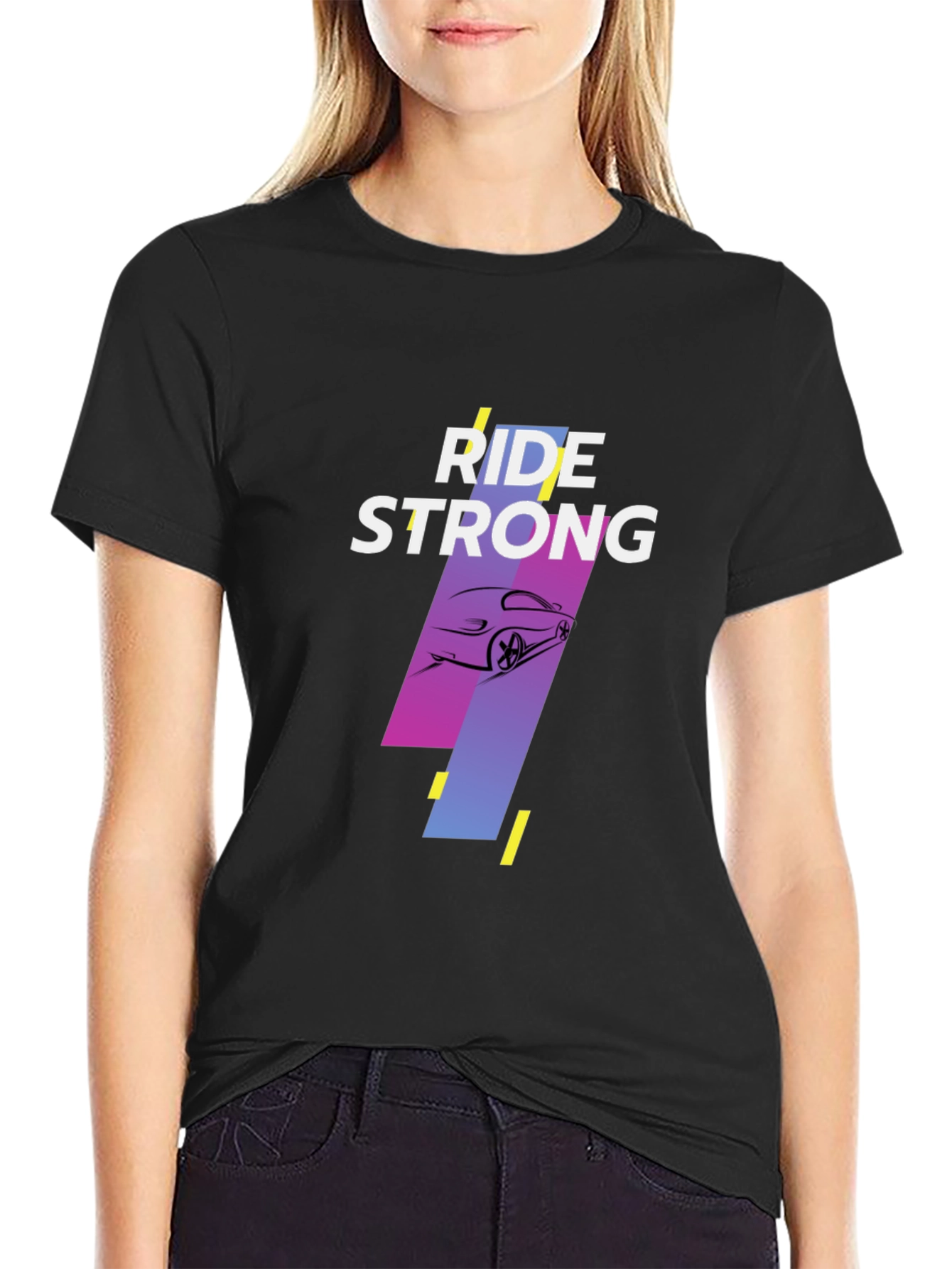 Ride Strong Graphic Tee - Black Cotton T-Shirt