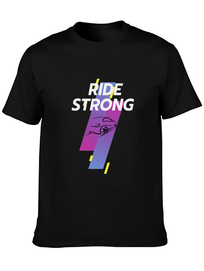 Ride Strong Graphic Tee - Black Cotton T-Shirt