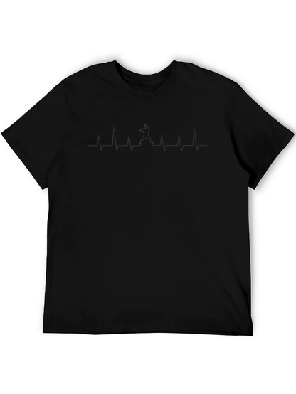 Baseball Heartbeat T-Shirt - Black
