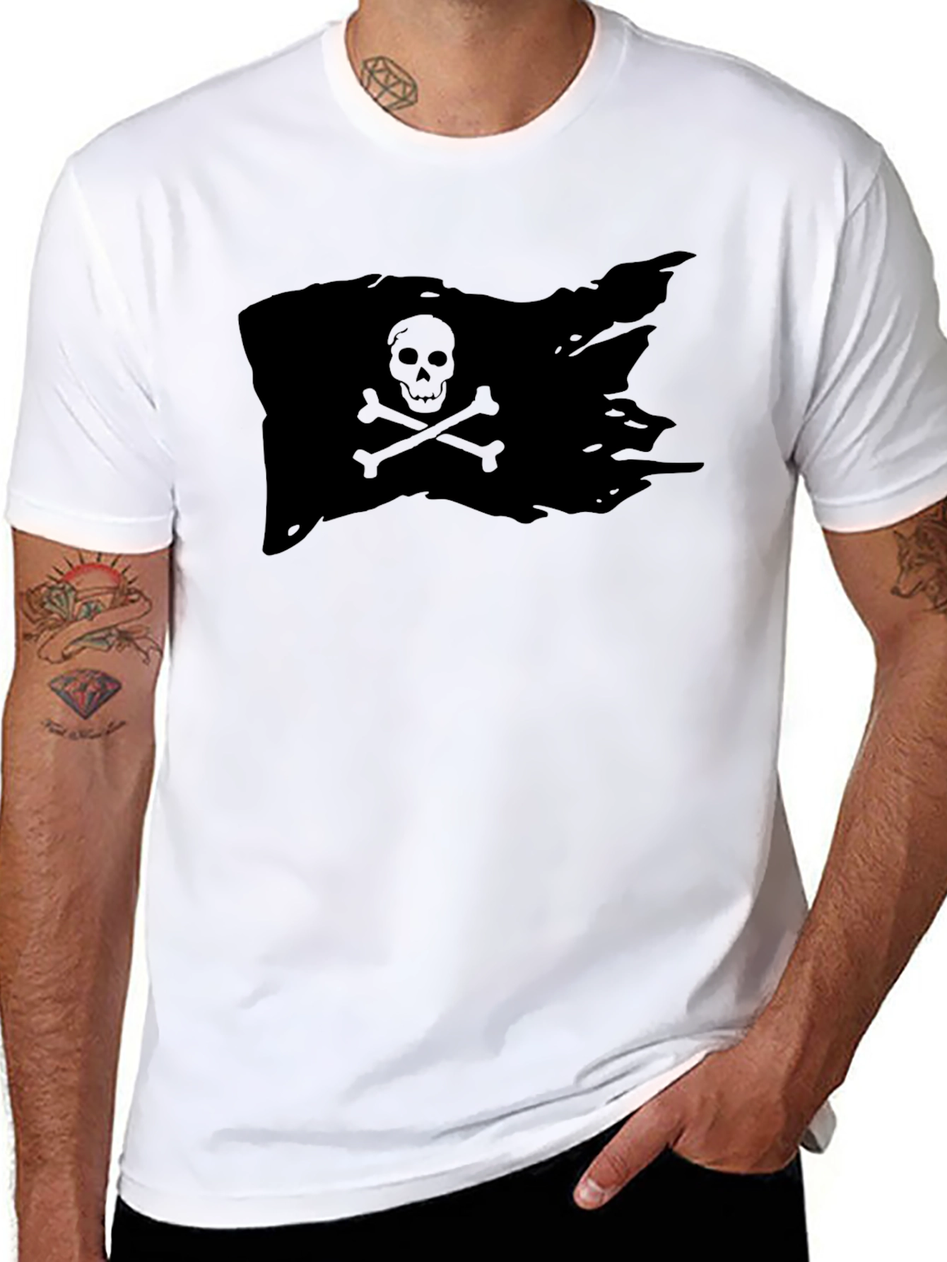 Mens Black Pirate Flag T-Shirt
