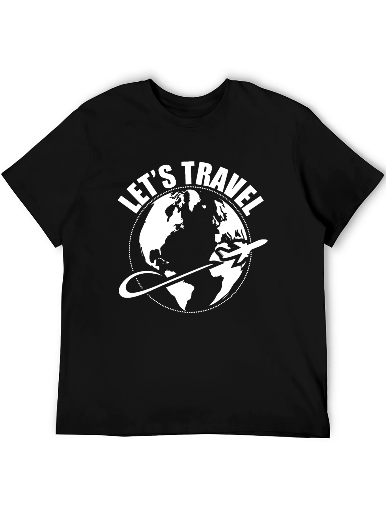 Lets Travel Graphic T-Shirt - Globe Airplane Design