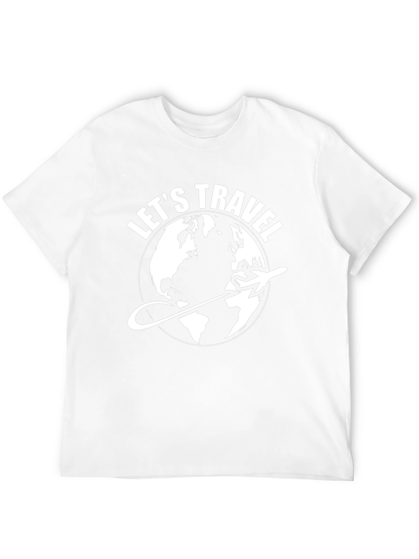 Lets Travel Graphic T-Shirt - Globe Airplane Design