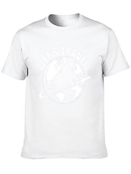 Lets Travel Graphic T-Shirt - Globe Airplane Design