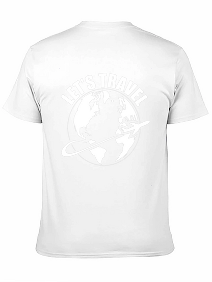 Lets Travel Graphic T-Shirt - Globe Airplane Design