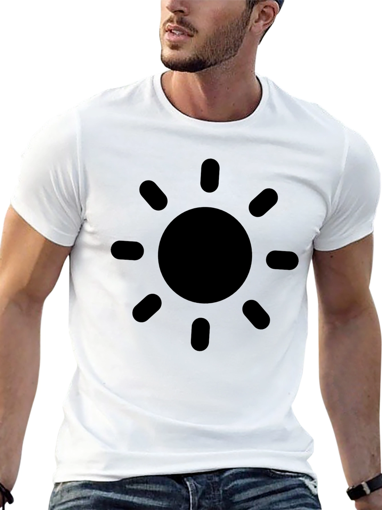 Mens Black Graphic Tee - Sun Design