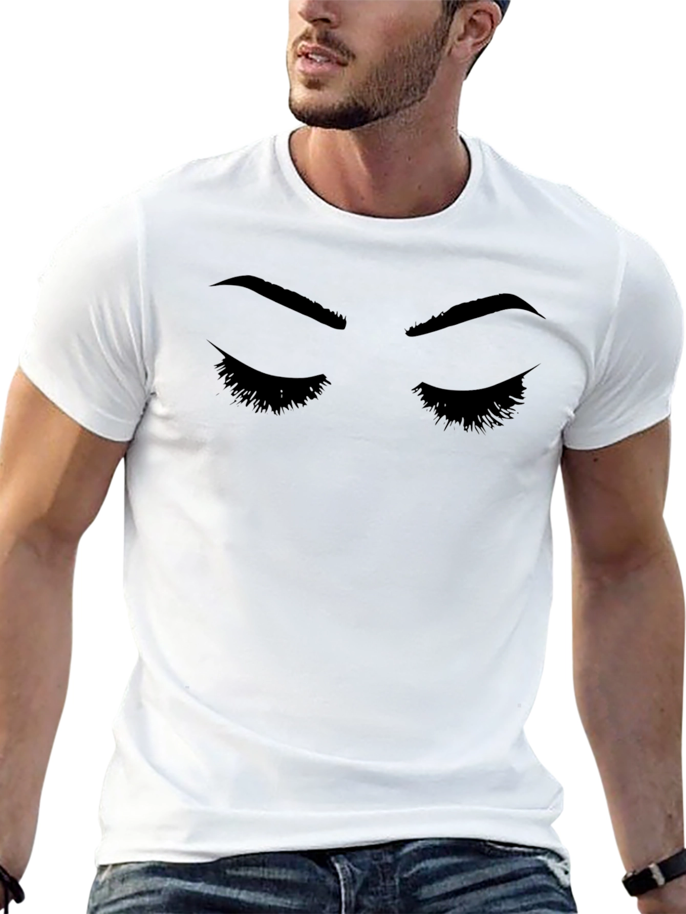 Eyelashes Graphic Print Black T-Shirt