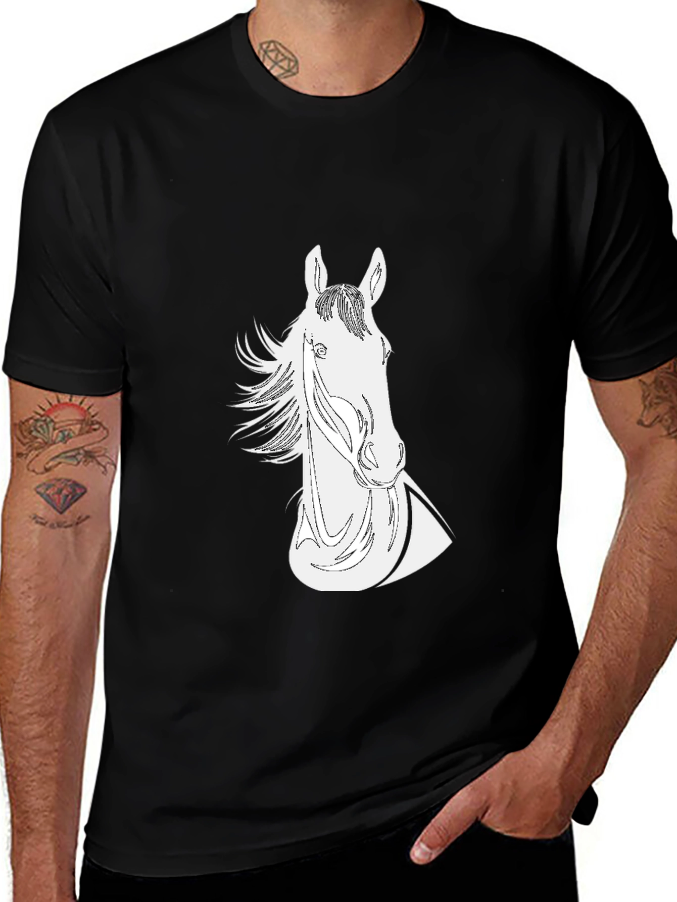 Black Horse Graphic Tee - Stylish and Unique!
