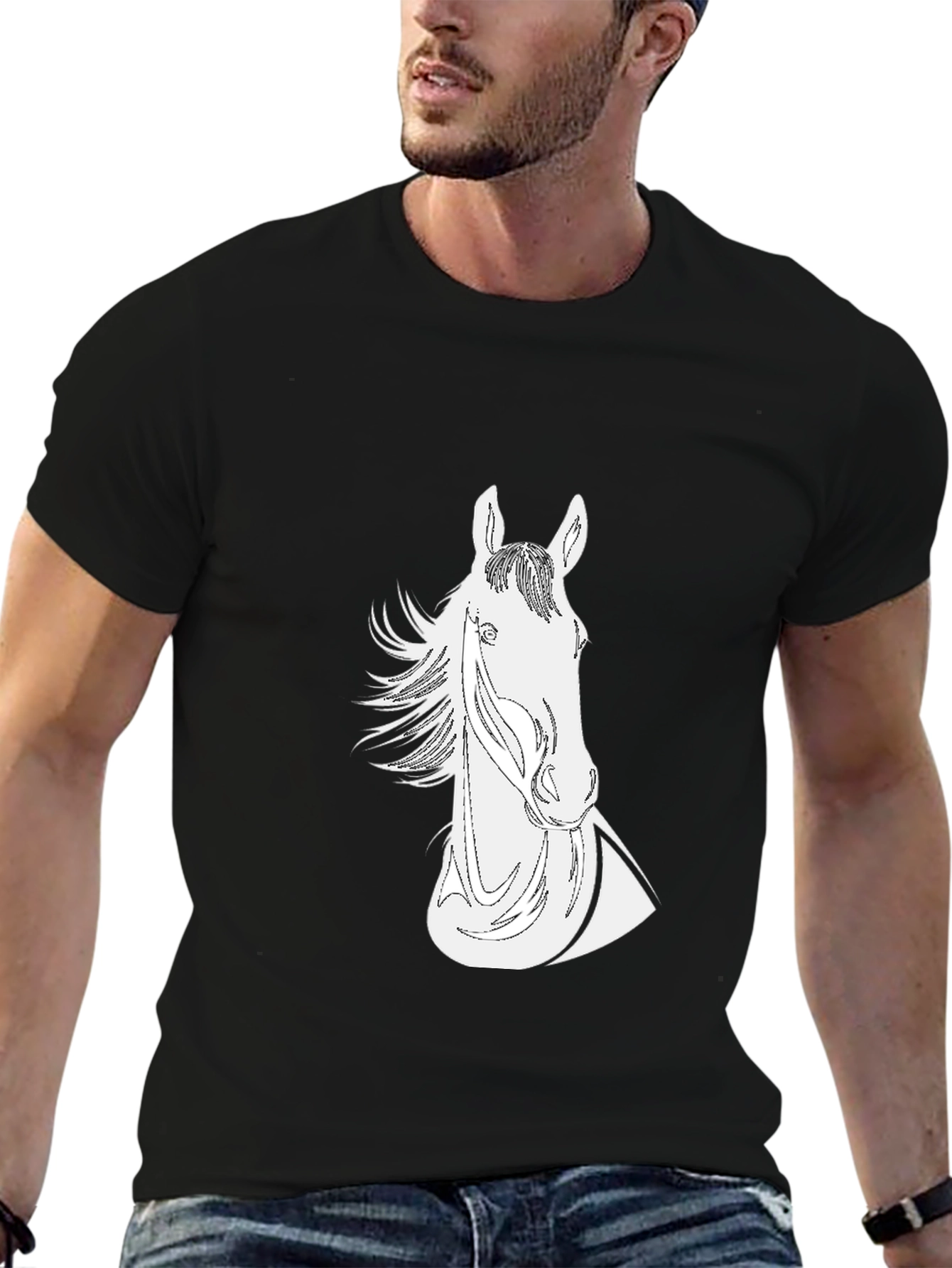 Black Horse Graphic Tee - Stylish and Unique!