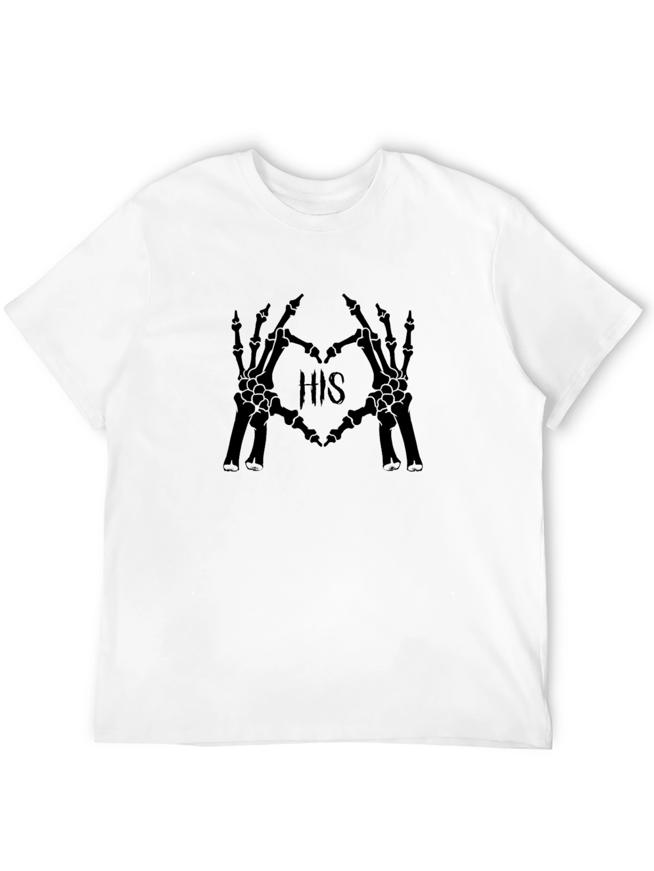 HIS Skeleton Hands Heart Graphic Black T-Shirt