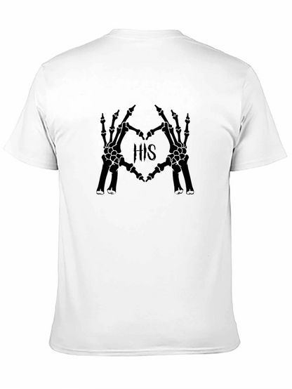 HIS Skeleton Hands Heart Graphic Black T-Shirt