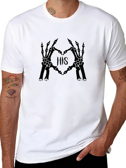 HIS Skeleton Hands Heart Graphic Black T-Shirt