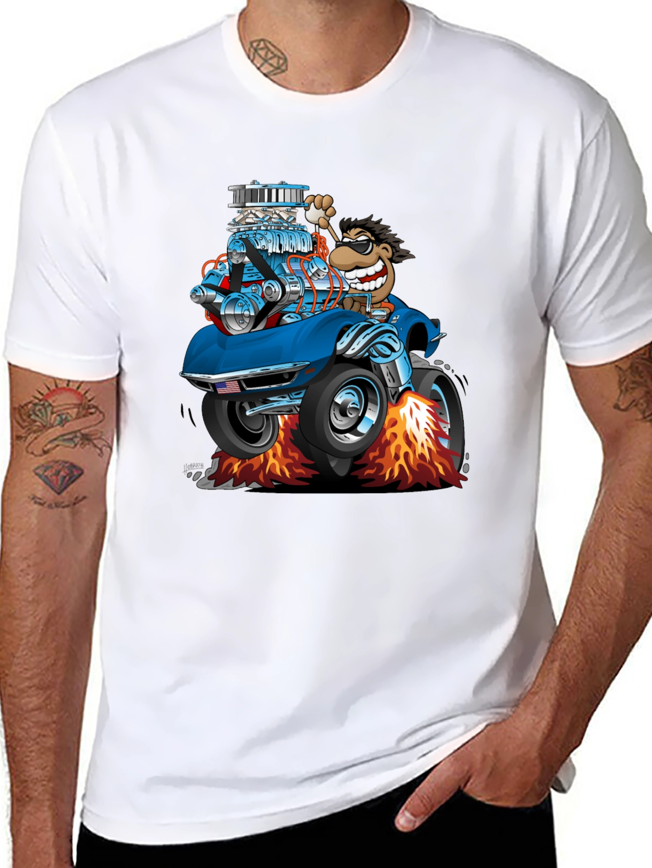 Cartoon Car T-Shirt - Quirky Graphic Tee