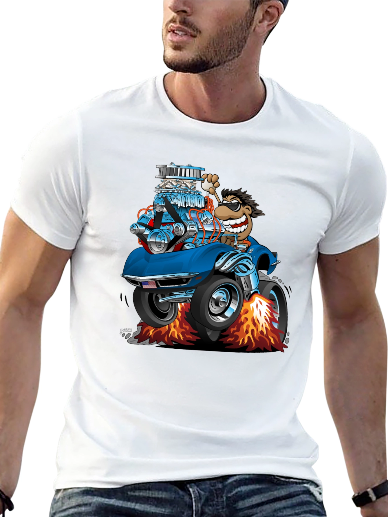 Cartoon Car T-Shirt - Quirky Graphic Tee
