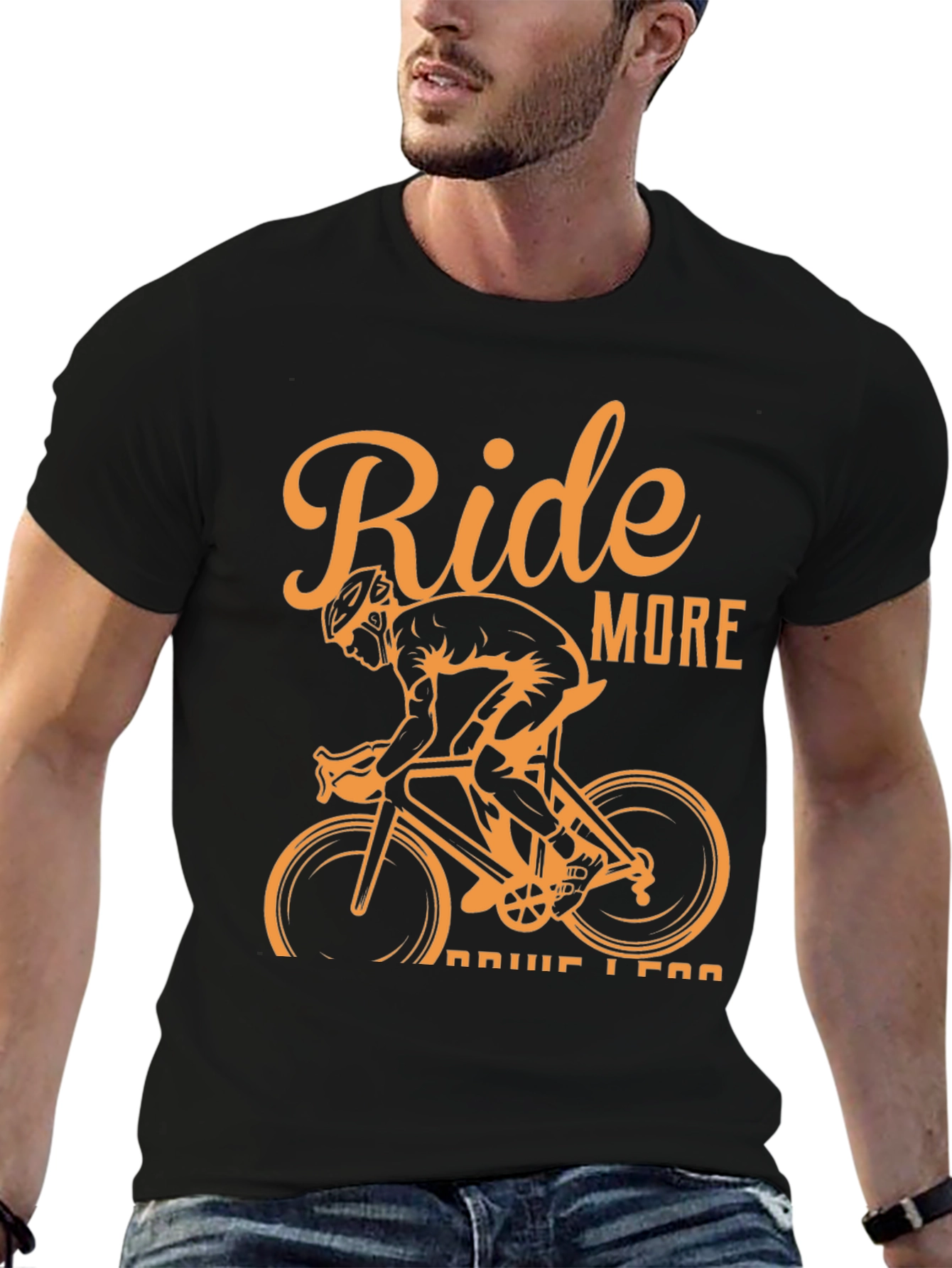 Ride More Drive Less Black Graphic Tee