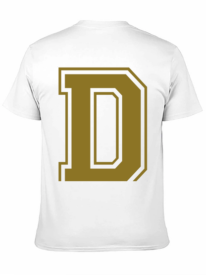 Letter D Graphic Tee - Casual Cotton Blend