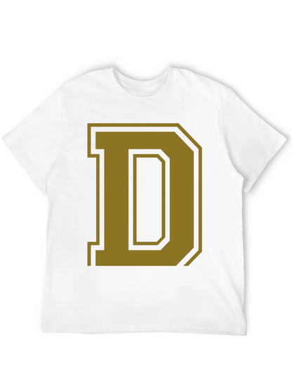 Letter D Graphic Tee - Casual Cotton Blend