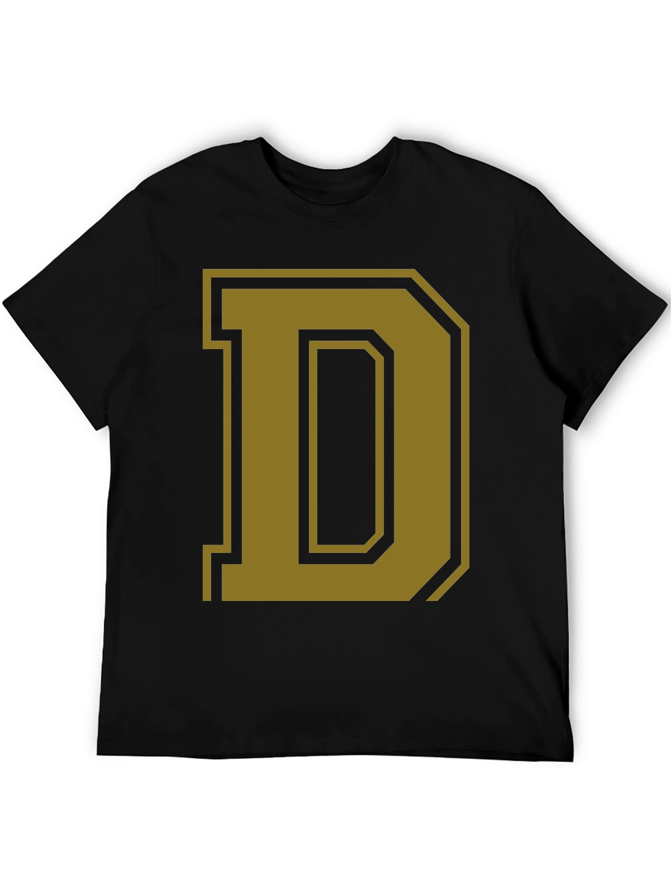 Letter D Graphic Tee - Casual Cotton Blend