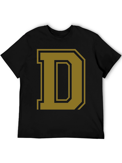 Letter D Graphic Tee - Casual Cotton Blend