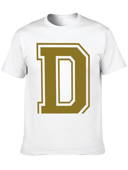Letter D Graphic Tee - Casual Cotton Blend