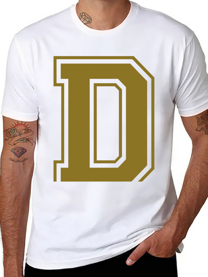 Letter D Graphic Tee - Casual Cotton Blend