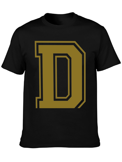 Letter D Graphic Tee - Casual Cotton Blend