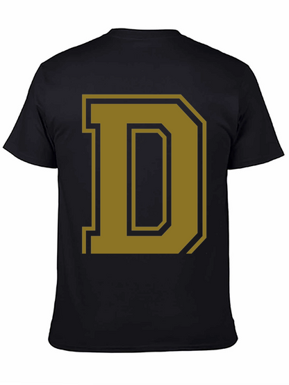 Letter D Graphic Tee - Casual Cotton Blend
