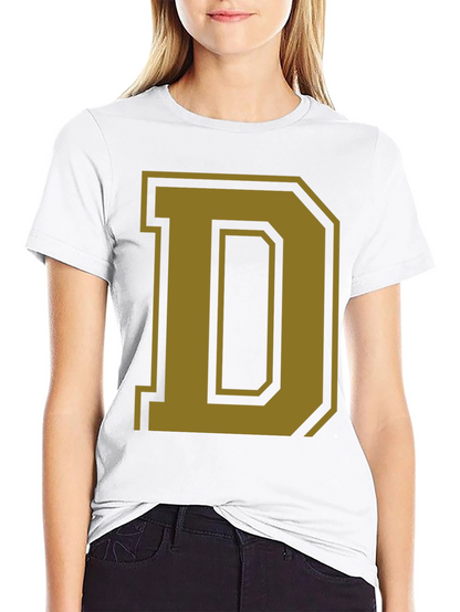 Letter D Graphic Tee - Casual Cotton Blend