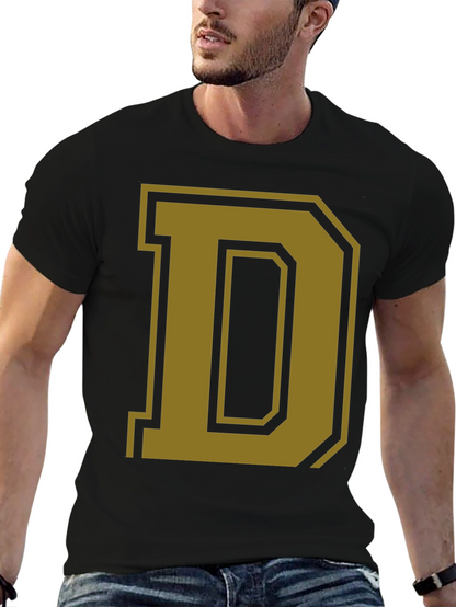 Letter D Graphic Tee - Casual Cotton Blend