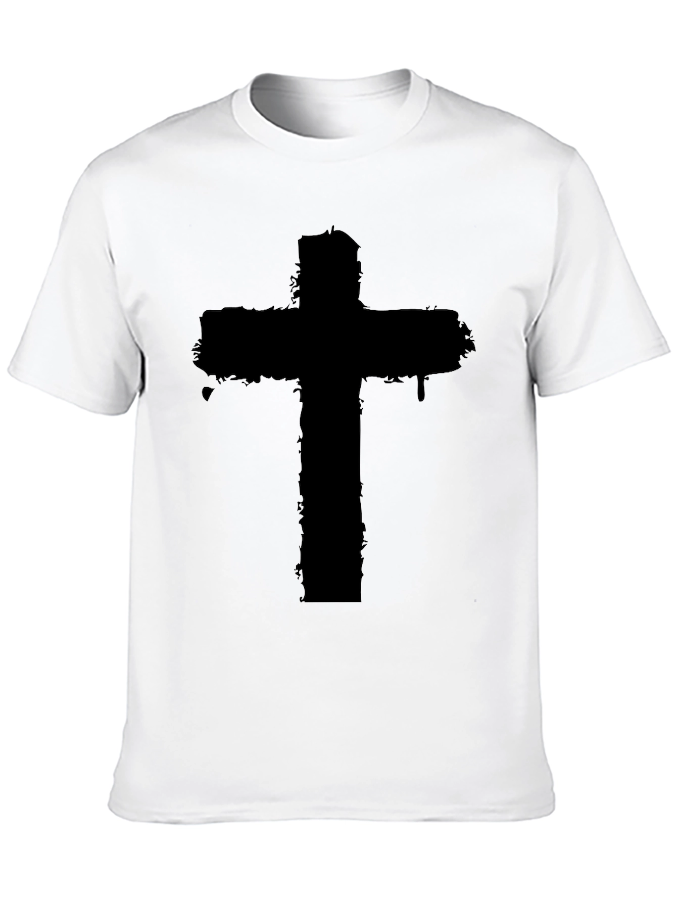 Distressed Cross Graphic Black T-Shirt