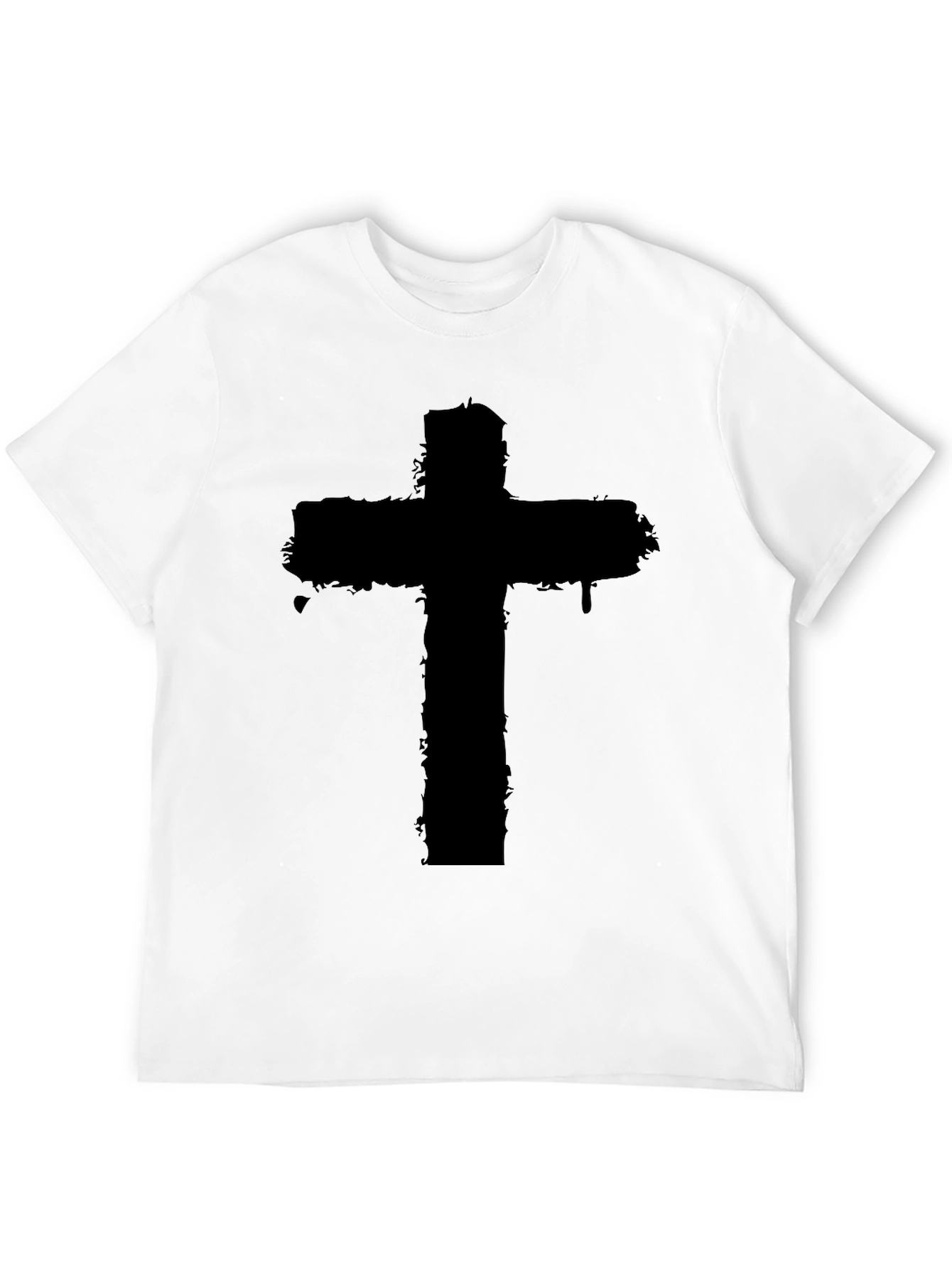 Distressed Cross Graphic Black T-Shirt